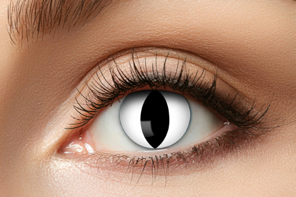 Cat Eye Kontaktlinsen, weiß (1 Paar)