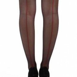 Naht-Strumpfhose, schwarz / rot
