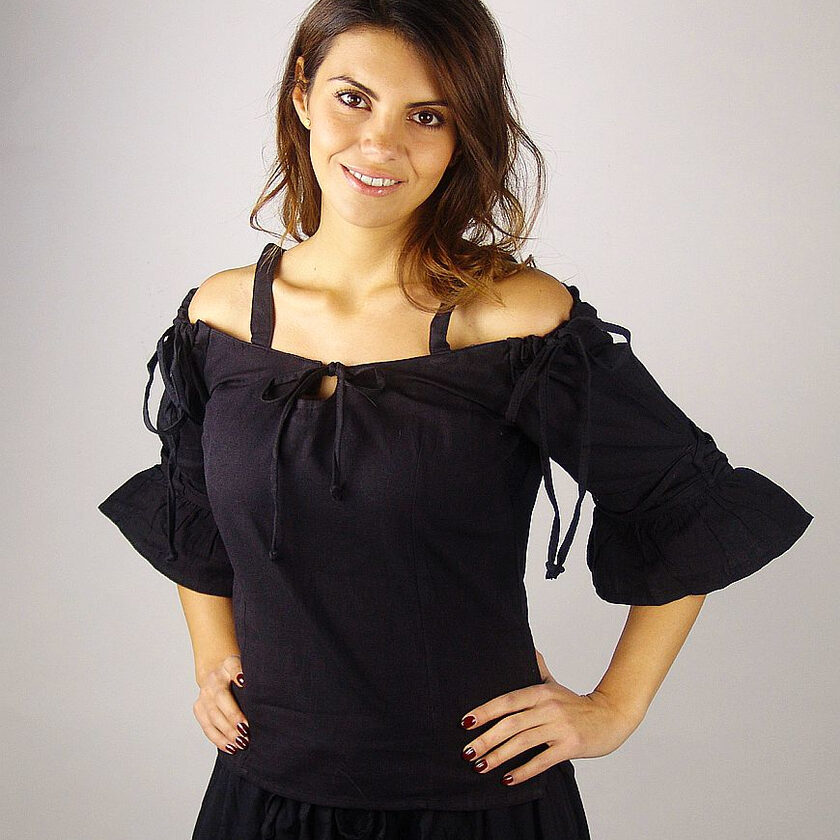 Mittelalter-Bluse "Prina", schwarz