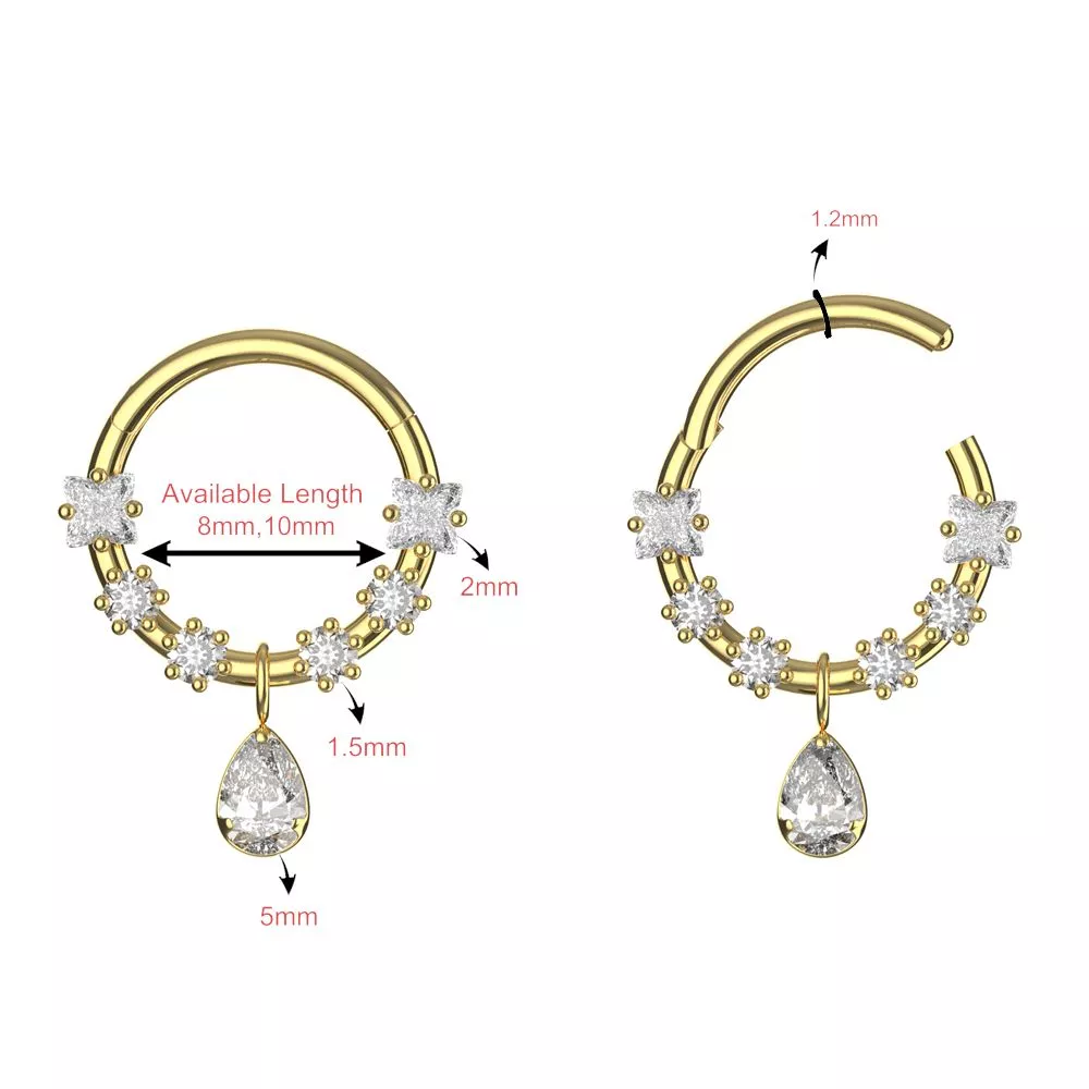 Clicker Piercingring "Pear Drop" – Bild 2