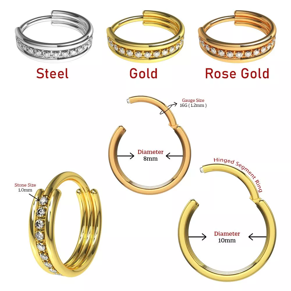 Clicker Piercingring "Crystal" – Bild 2