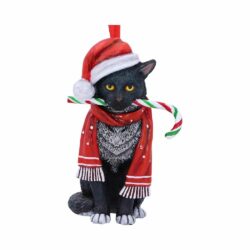 Candy Cane Cat Weihnachtsbaum-Anhänger