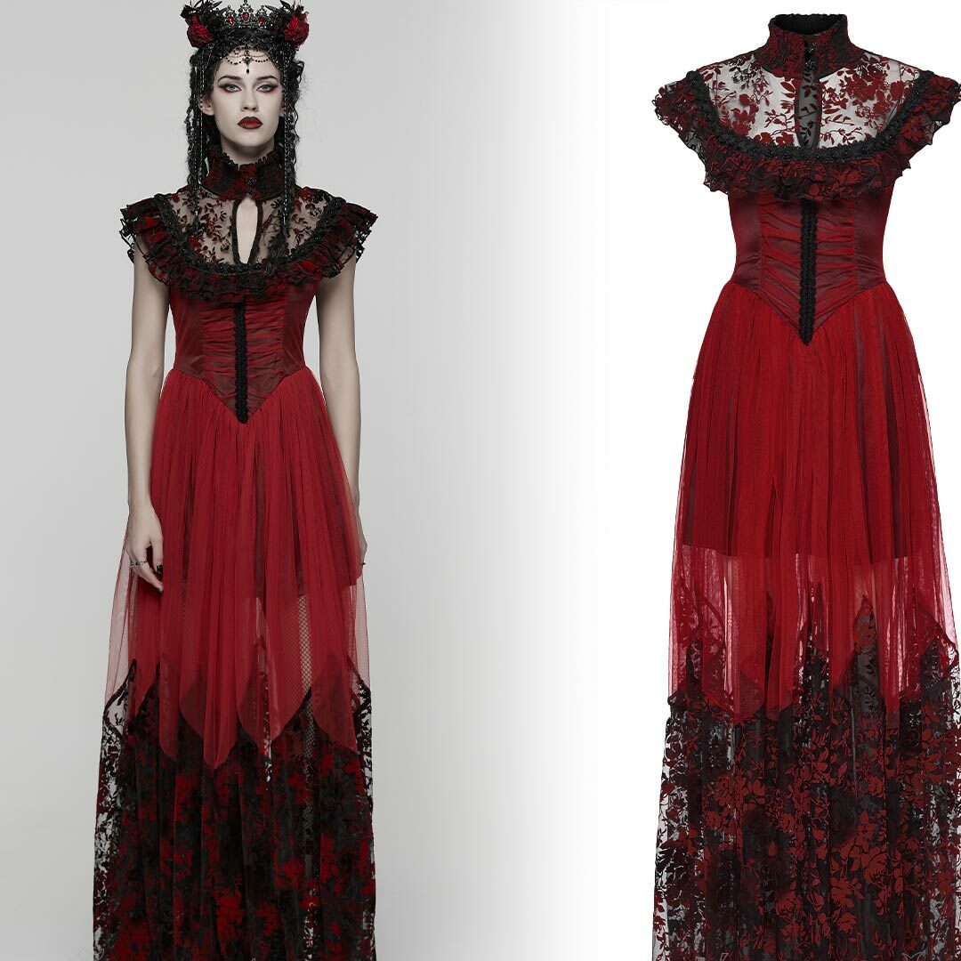 Nocturnal Blossom Spitzen-Kleid