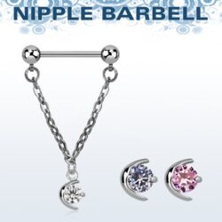 Nippelpiercing "Funkelnder Mond", Chirurgenstahl 316L