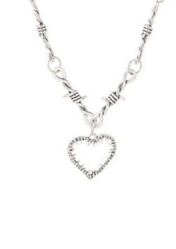 Edelstahl-Halskette "Barbed Wire Love", silver