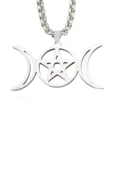 Edelstahl-Halskette "Double Moon Pentagram"