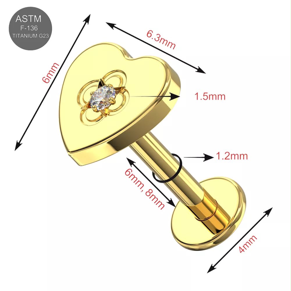 Piercingstecker "Funkelndes Herz", Titan – Bild 3