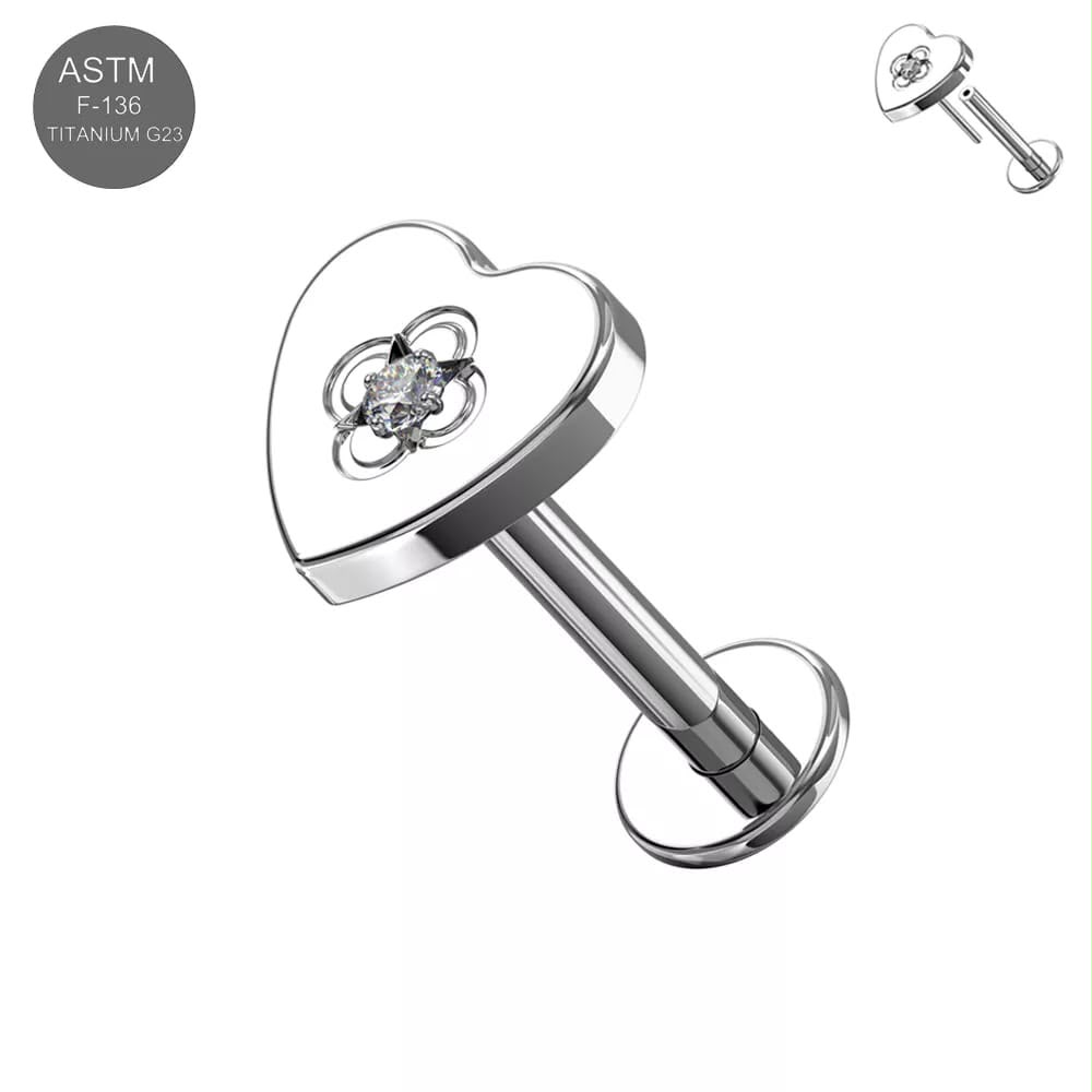 Piercingstecker "Funkelndes Herz", Titan – Bild 2
