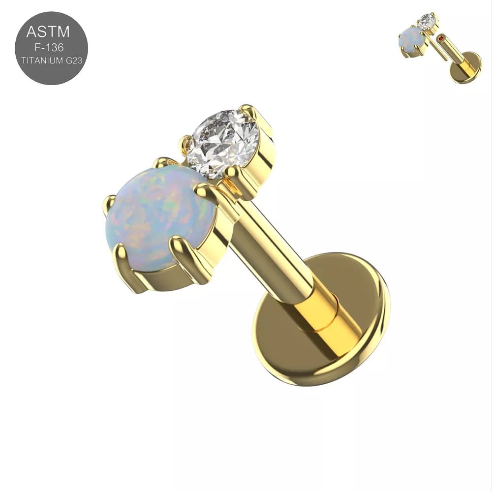 Piercingstecker "Opal", Titan – Bild 2