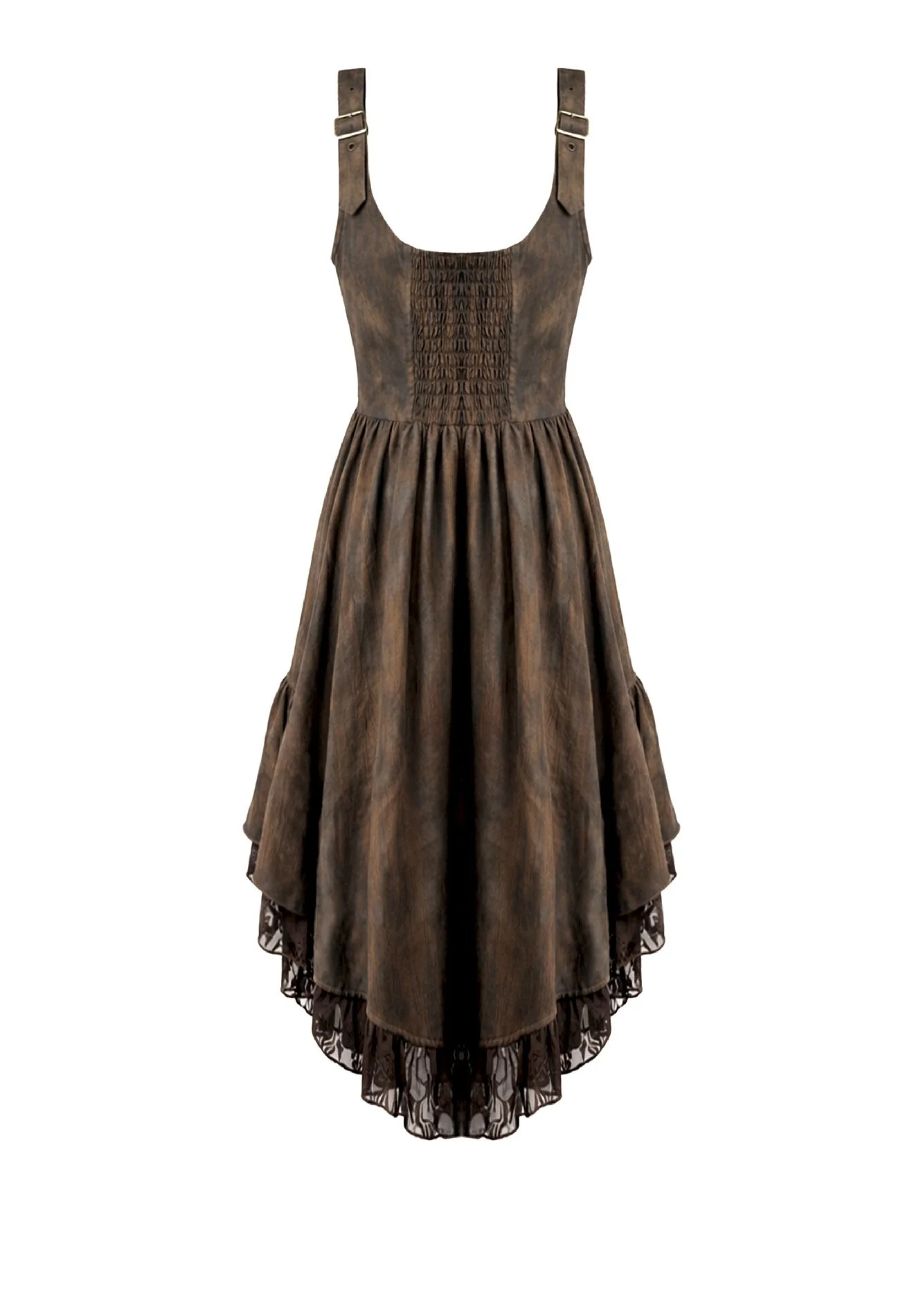 Steampunk Leather-Patchwork Minidress – Bild 3